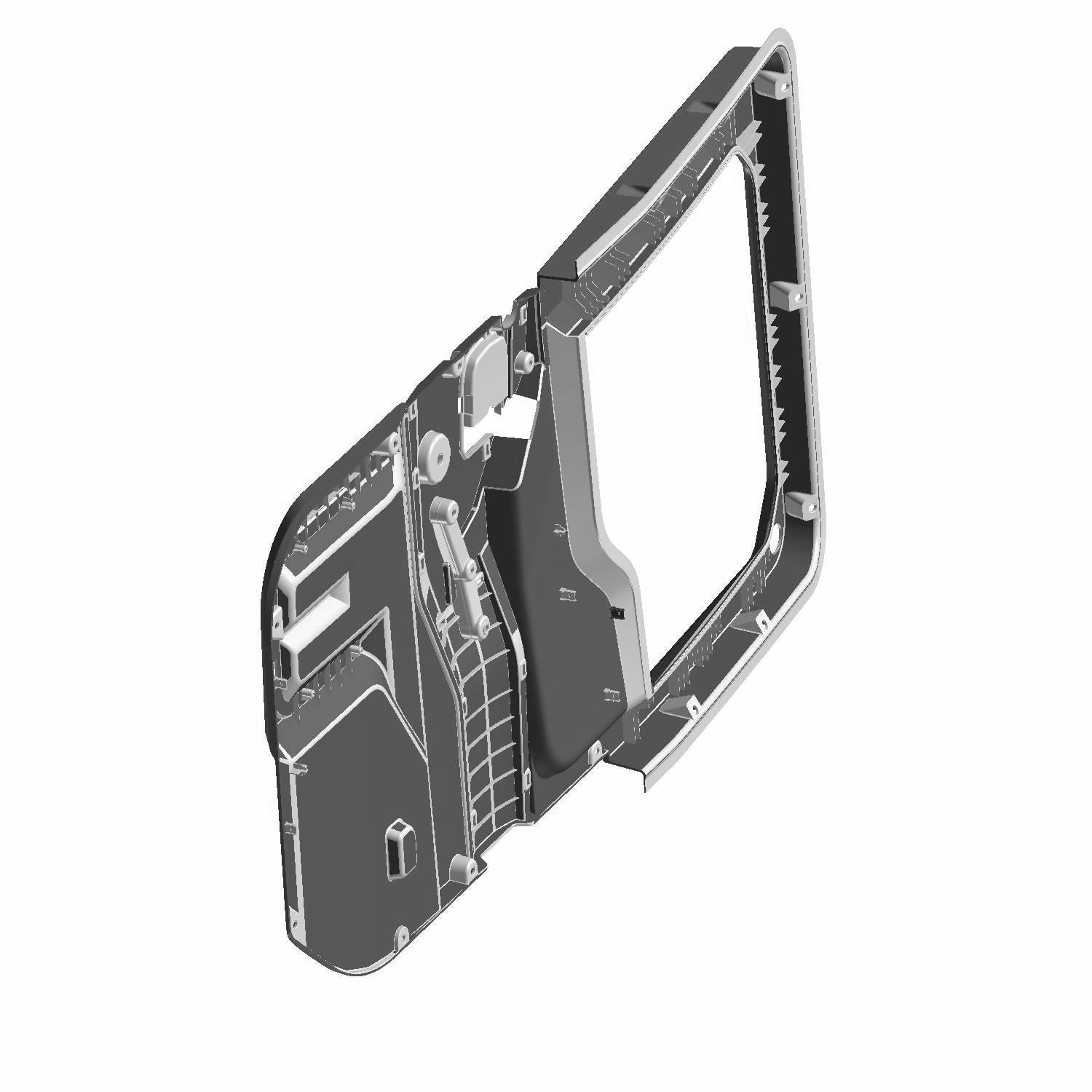 Black left door panel for Polaris Ranger XD 1500 NorthStar Crew with angular design and mounting points.