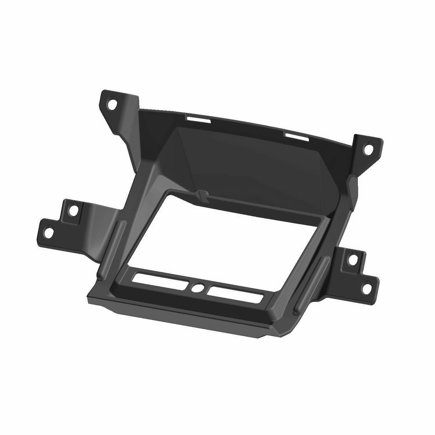 Black molded plastic display bezel with mounting tabs and rectangular screen opening.