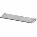 Black rectangular metal tailgate panel with reinforced horizontal ridges and mounting brackets on edges.