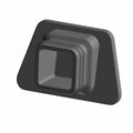 Black plastic headrest plug with a square center and tapered rectangular base.