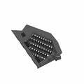Black angular rear wheel liner with vented triangular cutouts and mounting holes.