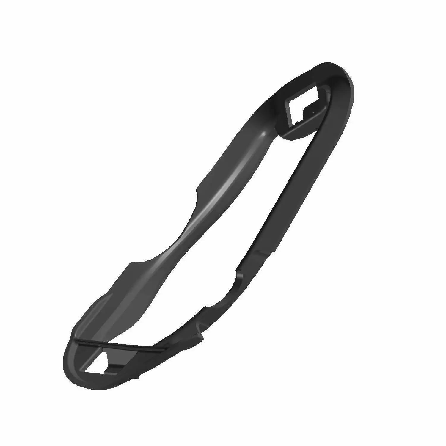 The Frame Edge Guard RH by Polaris is a black, curved protective case with cutouts, designed to fit around devices like a game controller, similar to an Indian Motorcycle OEM Guard Edge, shown on a plain white background.