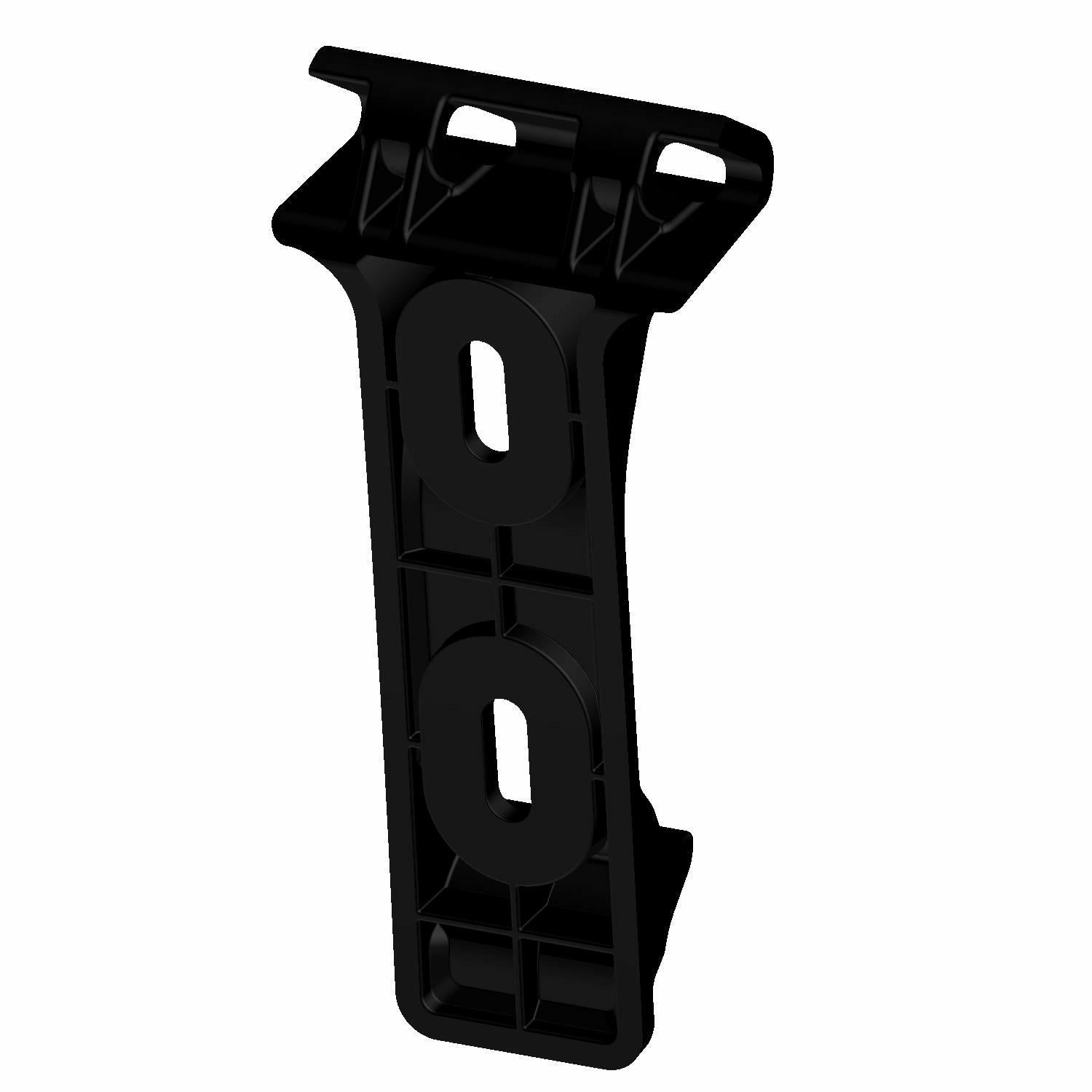 Black durable plastic windshield mount bracket with mounting holes and structural reinforcements.
