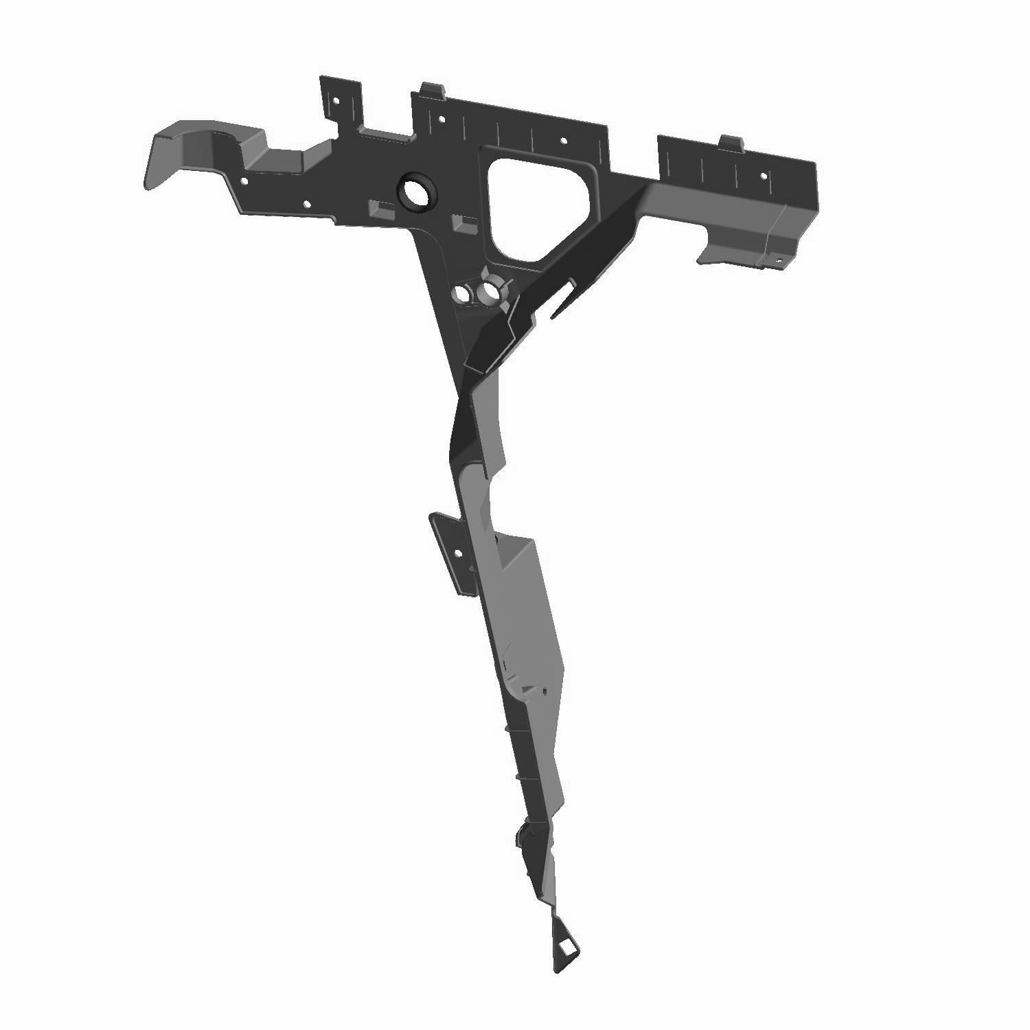 Black metal surround panel with angled design and mounting points for Polaris Dump/Cargo Box Pro R Right side.