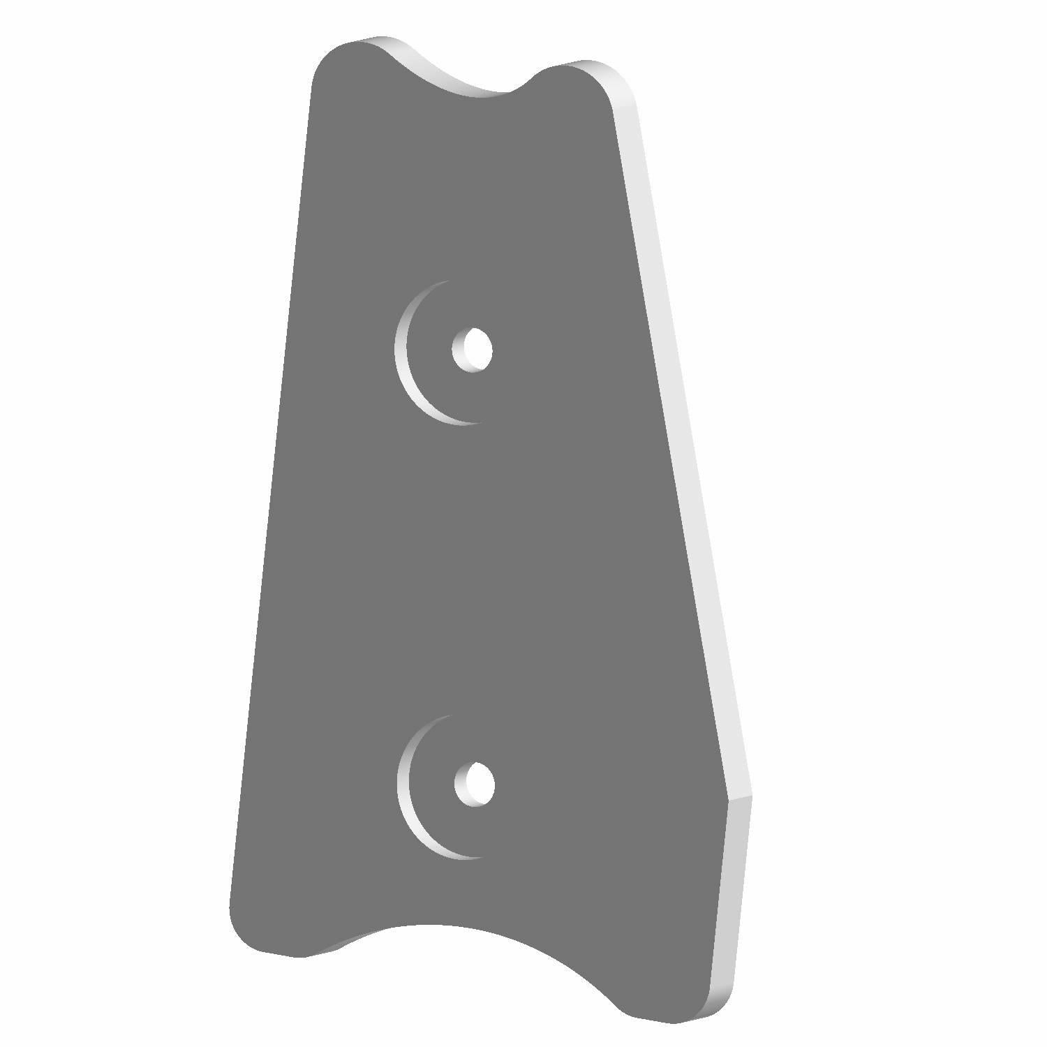 Gray molded plastic arm guard with two circular mounting holes and a contoured top edge.