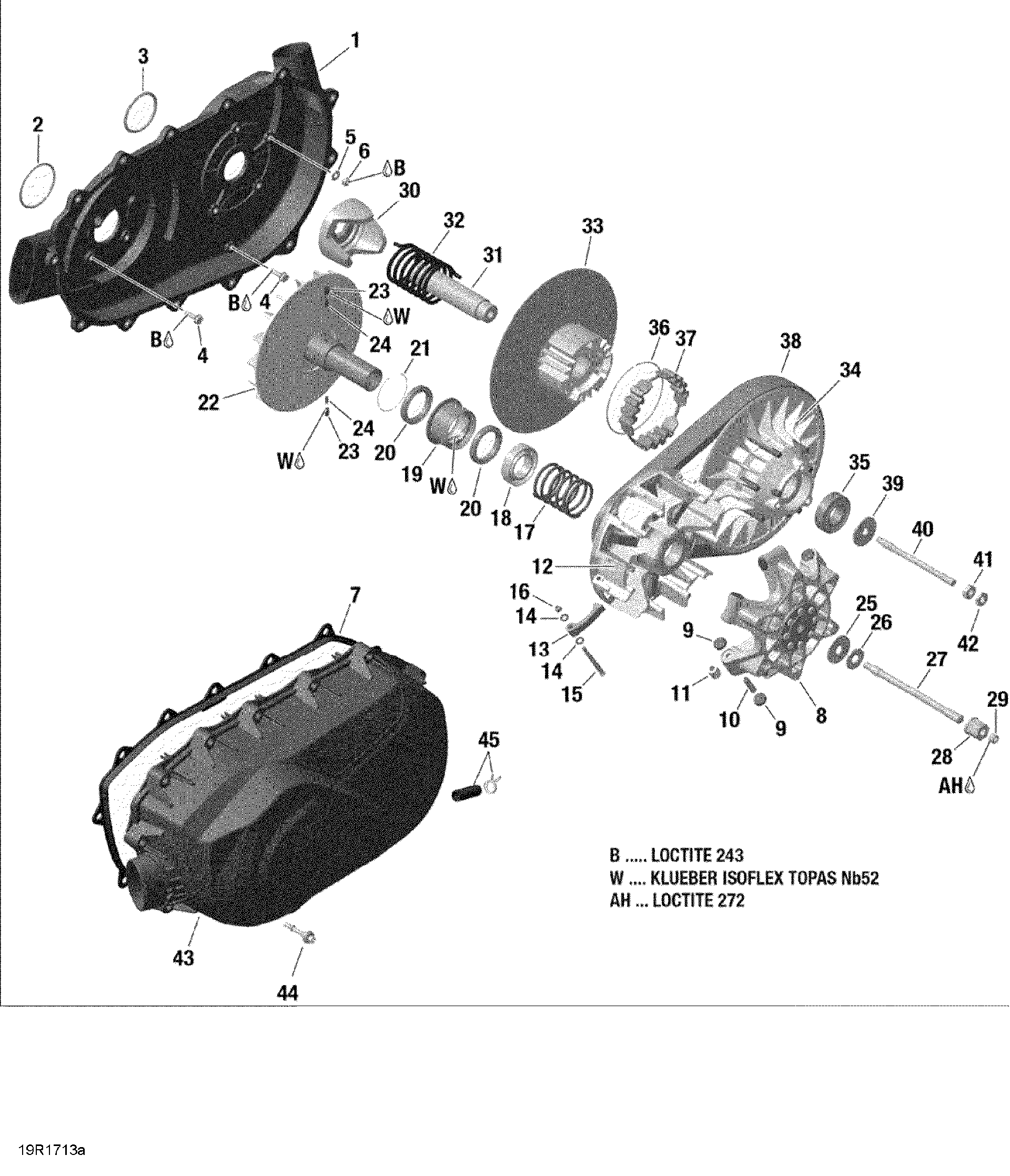 An Image of a Genuine Can-Am Parts Schematic Diagram showing the schematic - TRANSMISSION - 1000R EFI (RENEGADE)