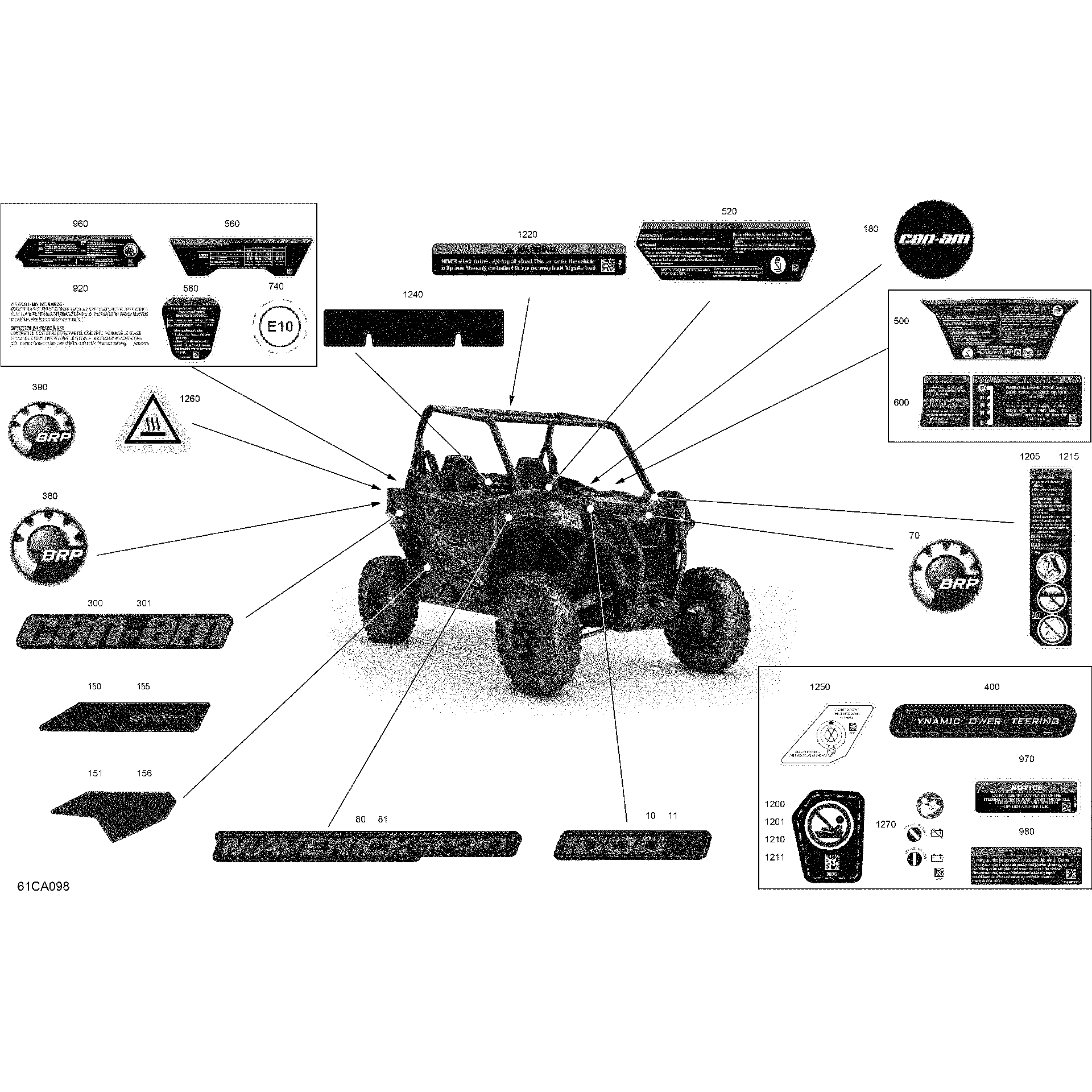 An Image of a Genuine Can-Am Parts Schematic Diagram showing the schematic - BODY - DECALS