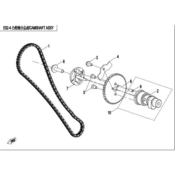 An Image of a genuine CFMOTO Parts Schematic Diagram showing the group - CAMSHAFT ASSY. - 2016 CFMOTO CFORCE 400
