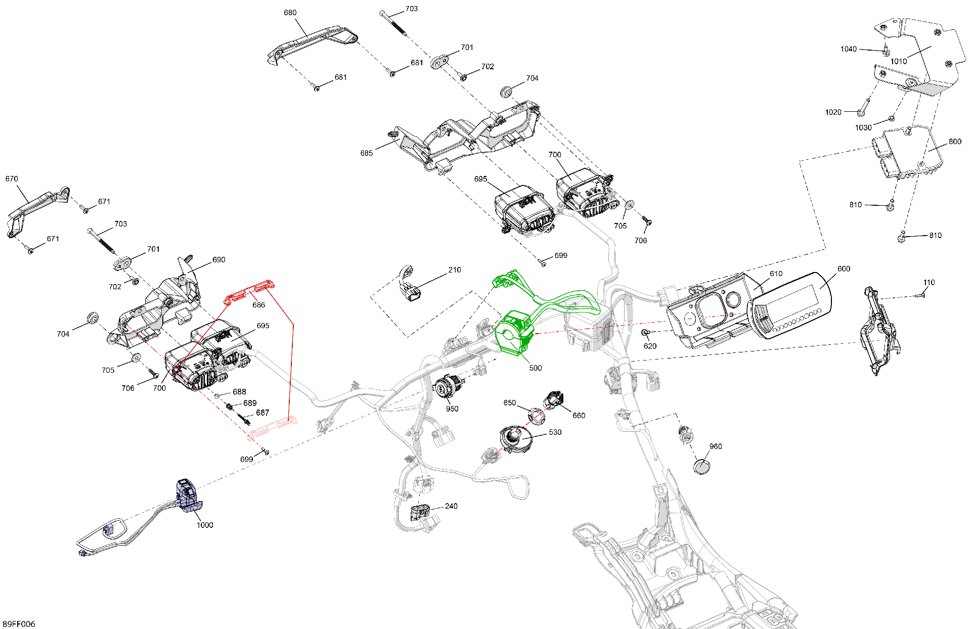An Image of a Genuine Can-Am Parts Schematic Diagram showing the schematic - ELECTRIC - FRONT SECTION