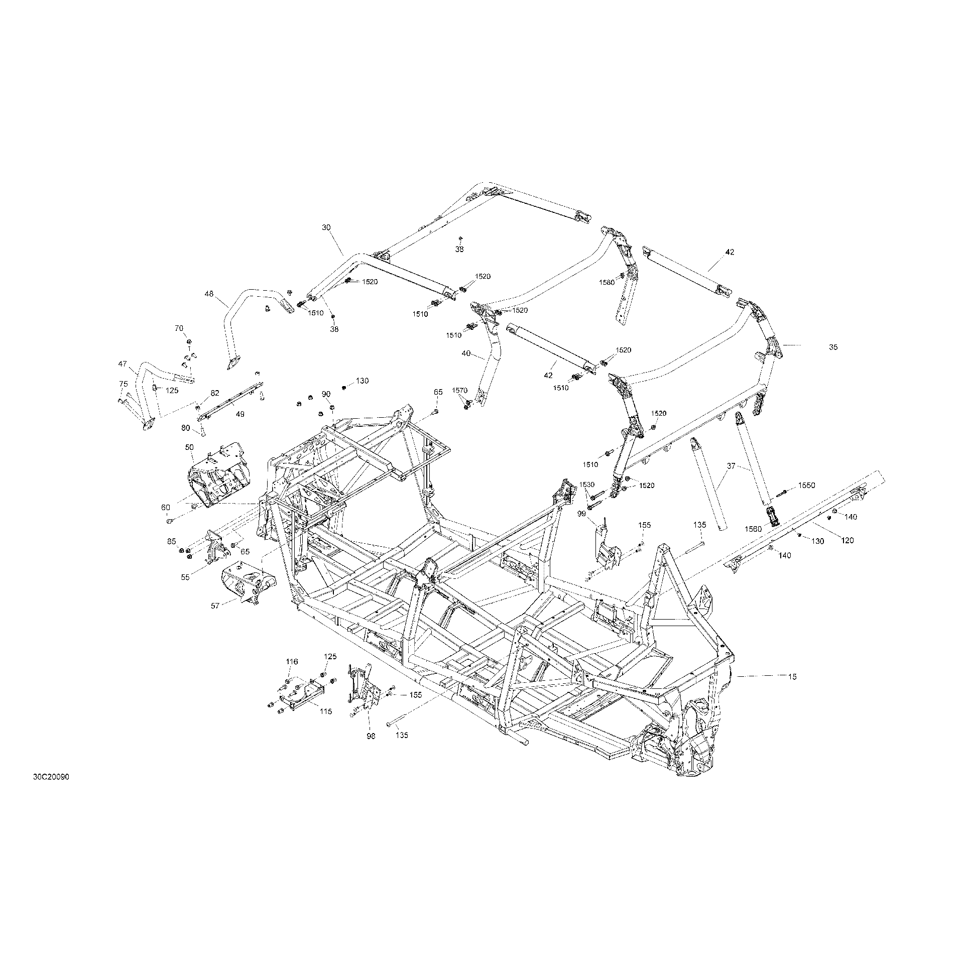 An Image of a Genuine Can-Am Parts Schematic Diagram showing the schematic - FRAME