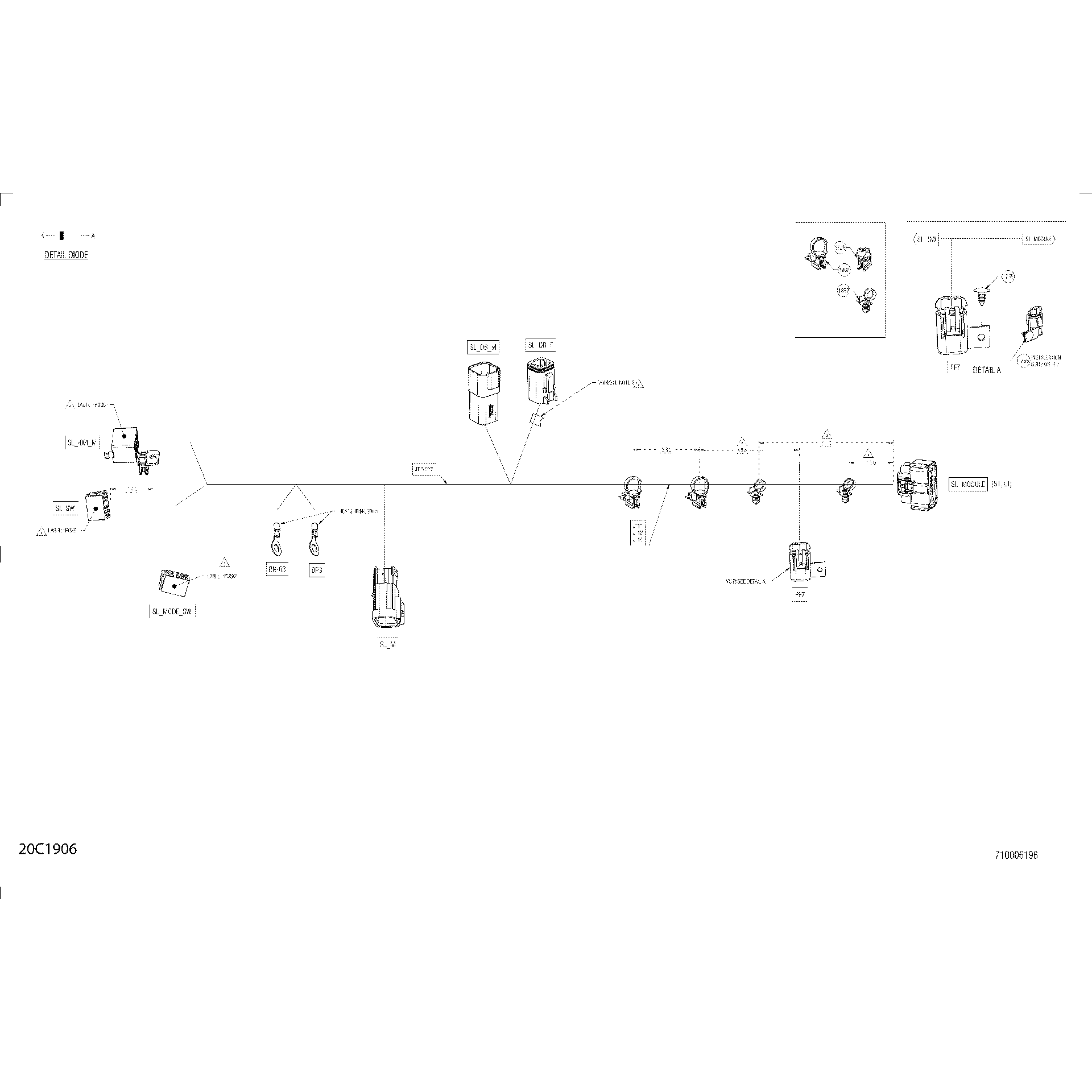 An Image of a Genuine Can-Am Parts Schematic Diagram showing the schematic - ELECTRICAL - DIFFERENTIAL HARNESS - 710006196