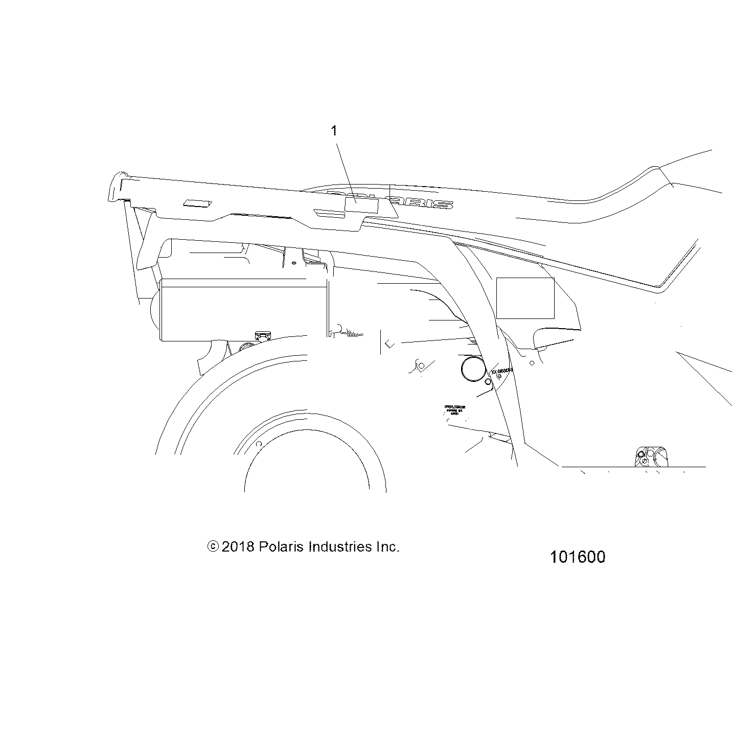 An Image of a Genuine Polaris Parts Schematic Diagram showing the schematic - BODY: REAR RACK ADDITIOINAL RED REFLECTOR (FROM 9/3/2018) - 2019 POLARIS SPORTSMAN 570 EFI