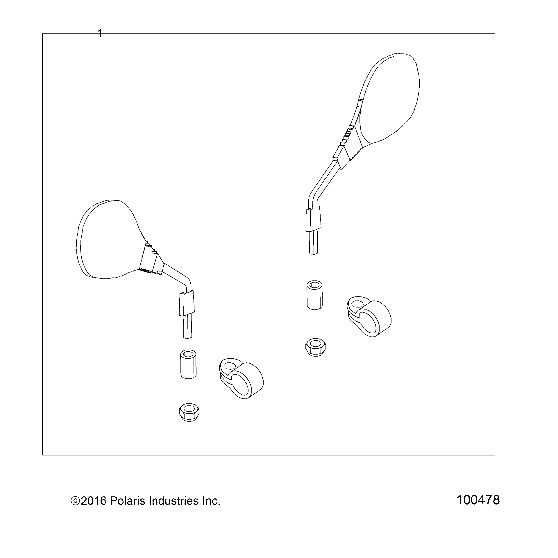 An Image of a Genuine Polaris Parts Schematic Diagram showing the schematic - BODY: MIRRORS - 2019 POLARIS SPORTSMAN TOURING XP 1000