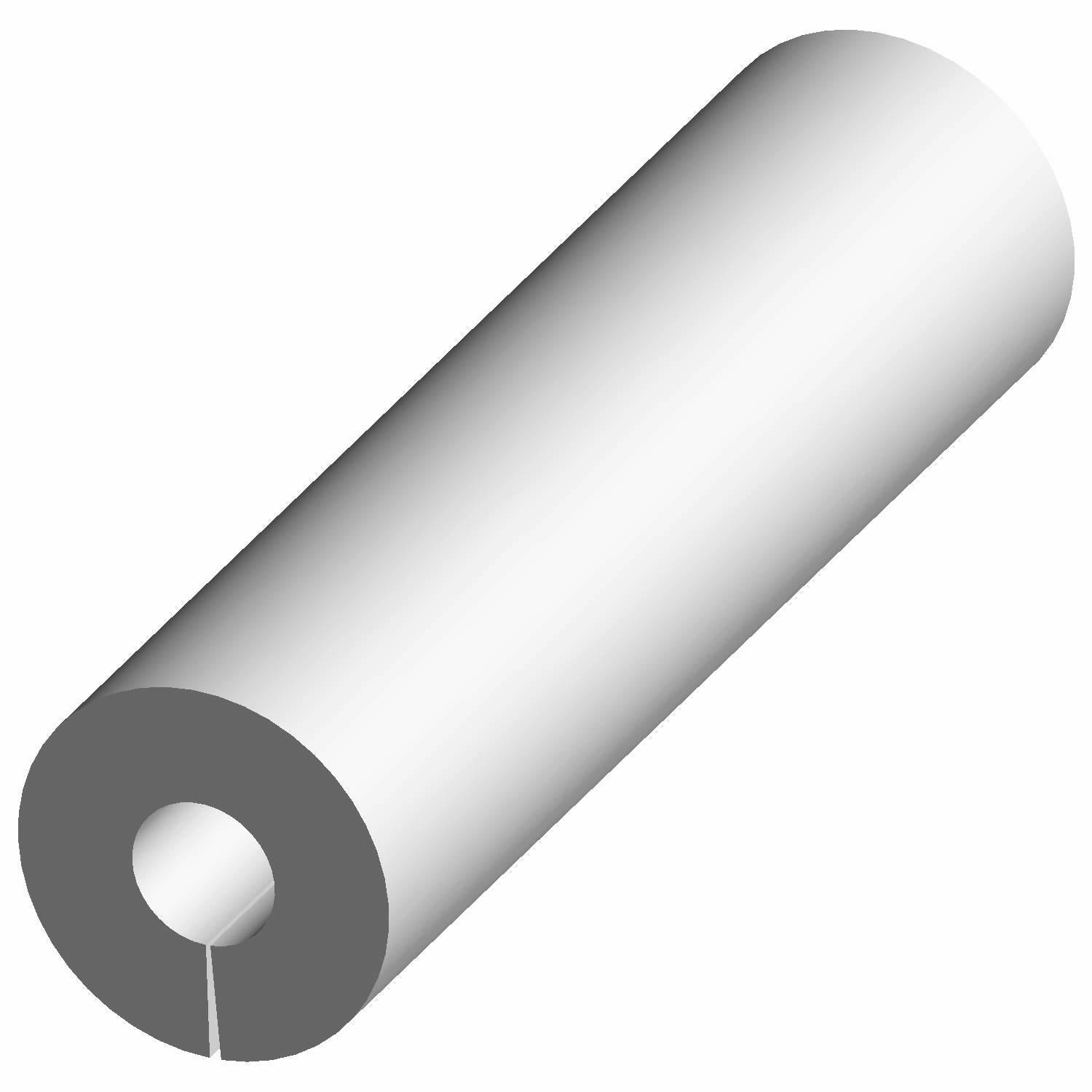 White cylindrical foam pad with a hollow center and a small slit on one end, 6 inches long.