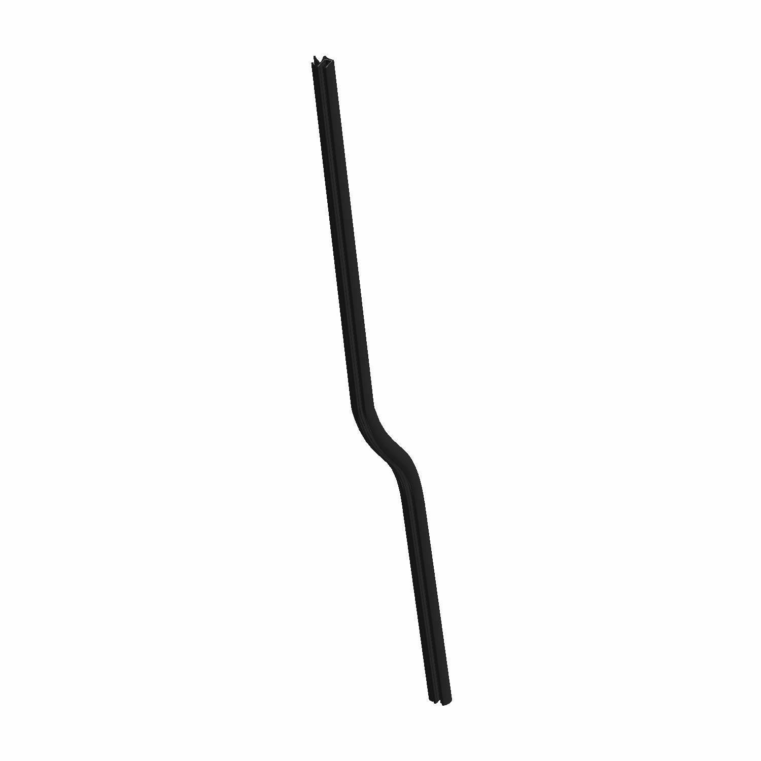 Black rubber front beltline seal with angled middle section for Polaris UTVs.