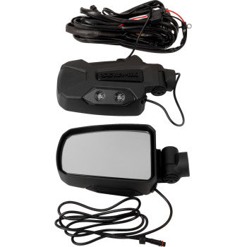 Pursuit Side View Mirror Night Vision Rectangle Black 1.875" 2" ROPS Pair by Seizmik