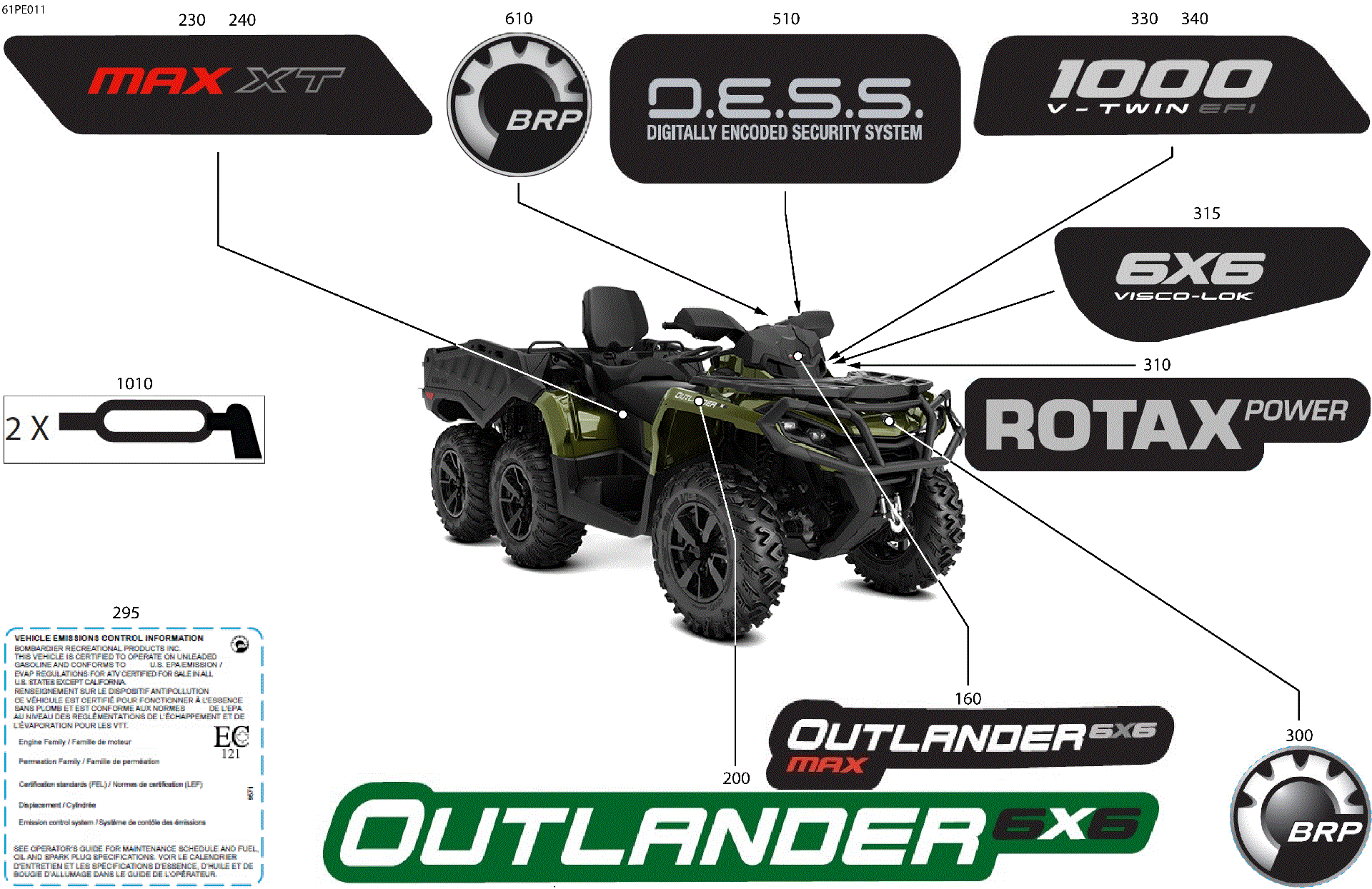 An Image of a Genuine Can-Am Parts Schematic Diagram showing the schematic - BODY - FEATURE DECALS