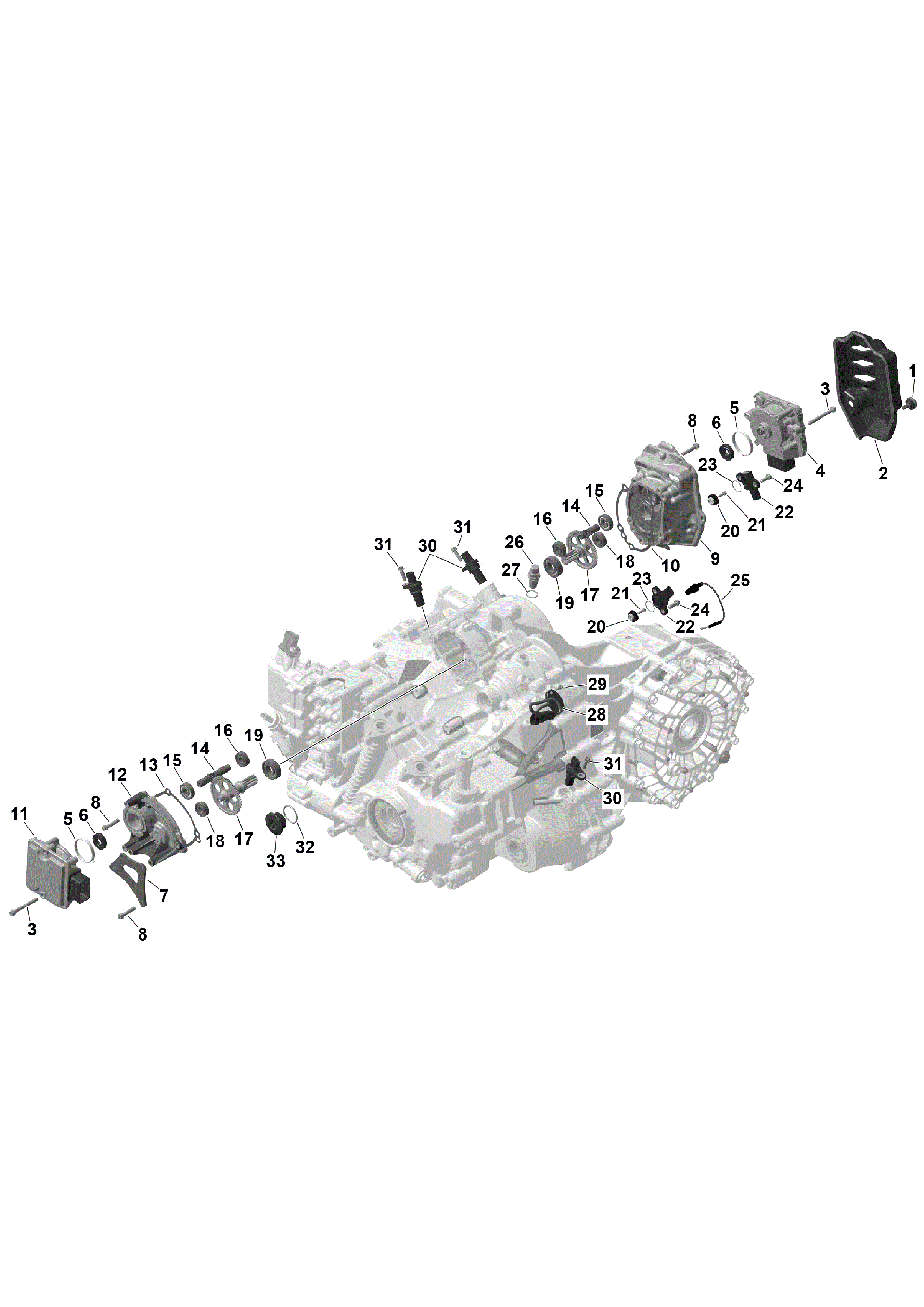 An Image of a Genuine Can-Am Parts Schematic Diagram showing the schematic - ROTAX - GEARBOX SERVO MOTORS