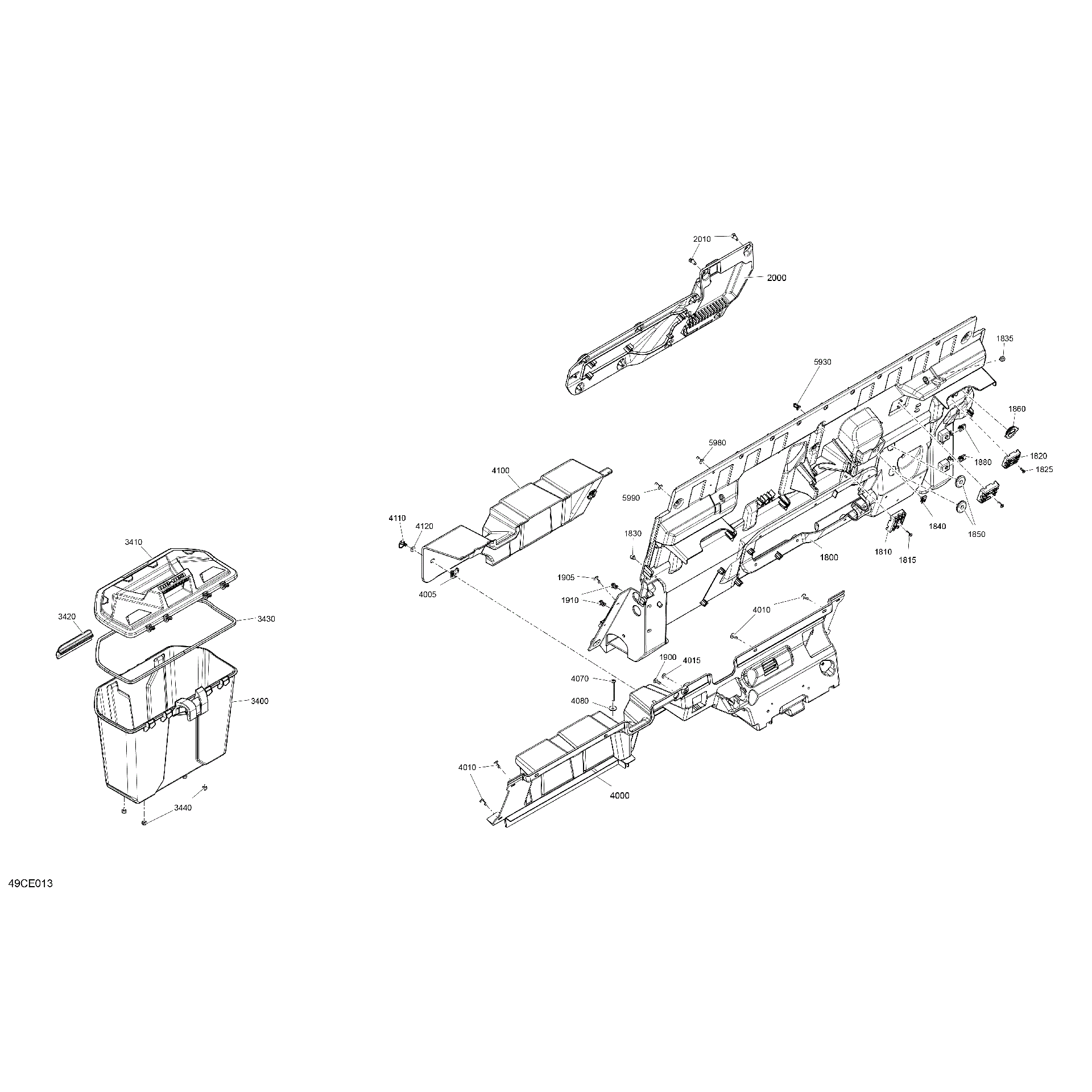 An Image of a Genuine Can-Am Parts Schematic Diagram showing the schematic - CAB INTERIOR - BACK WALL