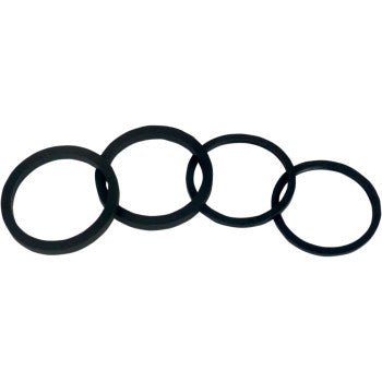 Four black EPDM O-rings from the Brake Caliper Seal Kit by K&S Technologies are arranged in a horizontal line, each ring slightly overlapping the next from left to right, resembling a chain.
