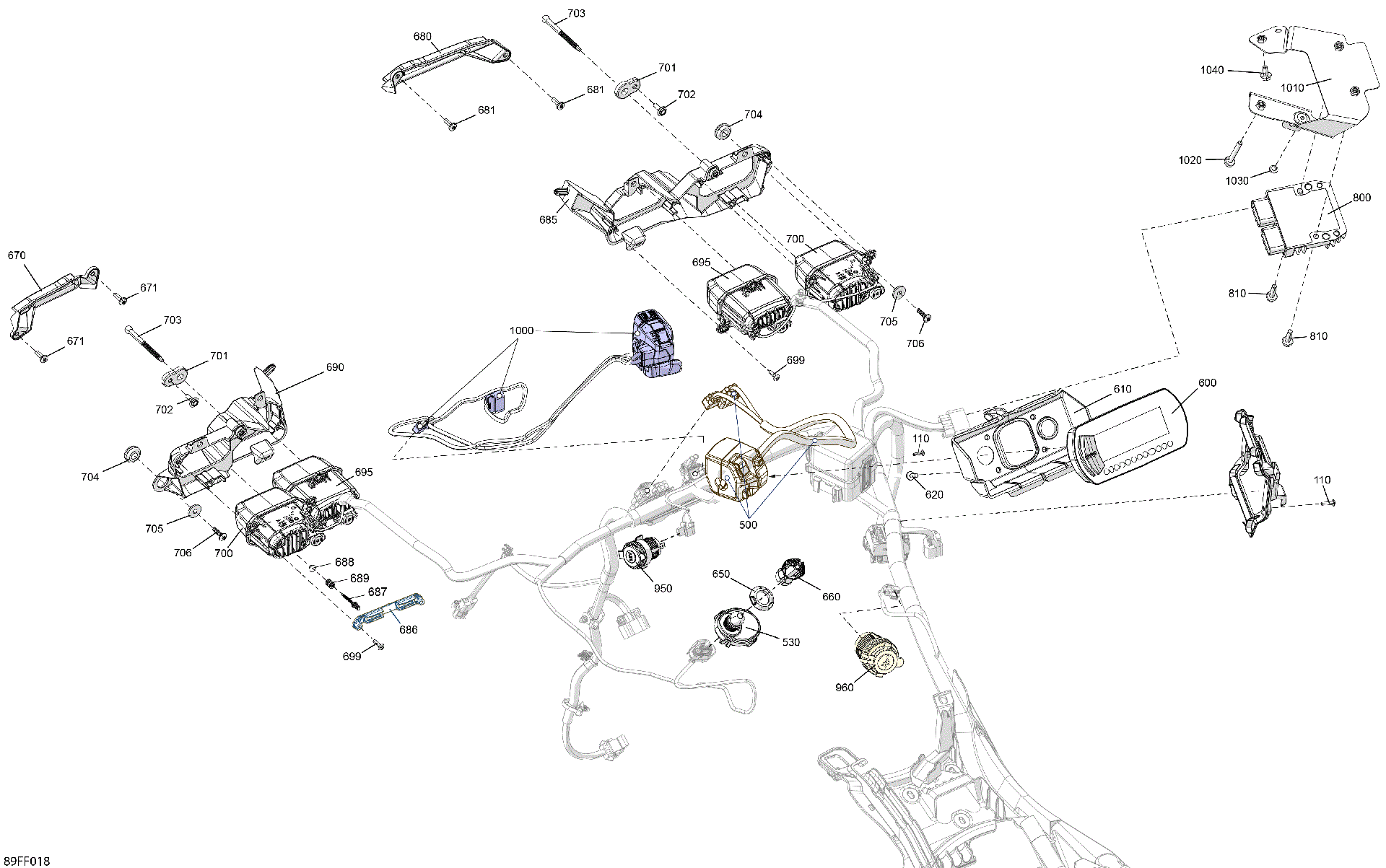 An Image of a Genuine Can-Am Parts Schematic Diagram showing the schematic - ELECTRIC - FRONT SECTION