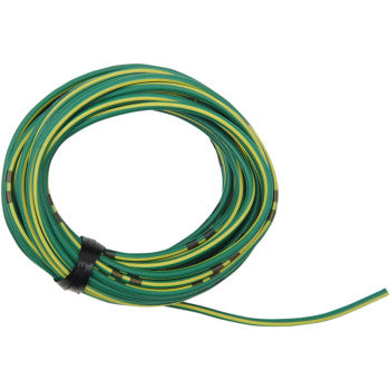 The Shindy 13' Wire Spool features green/yellow OEM colors, is secured with a black tie, and has a capacity of 14A/12V.