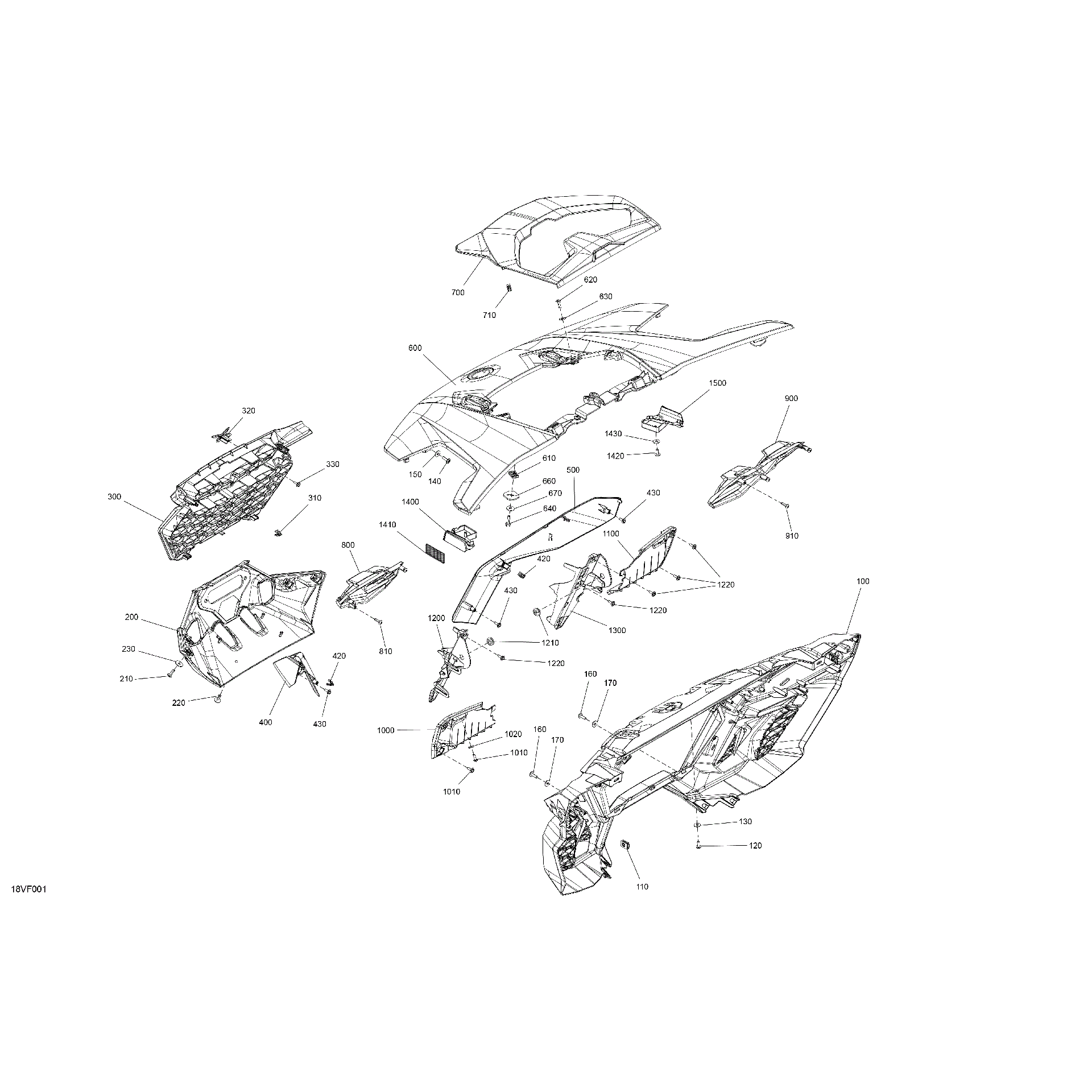 An Image of a Genuine Can-Am Parts Schematic Diagram showing the schematic - BODY - HOOD