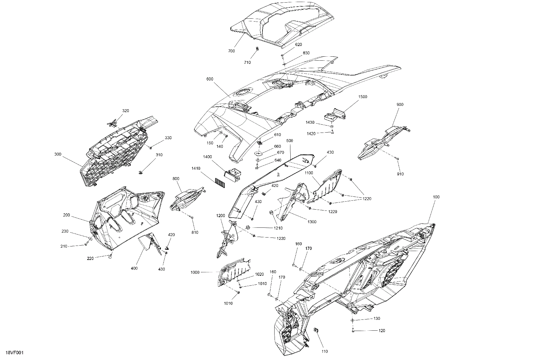 An Image of a Genuine Can-Am Parts Schematic Diagram showing the schematic - BODY - HOOD