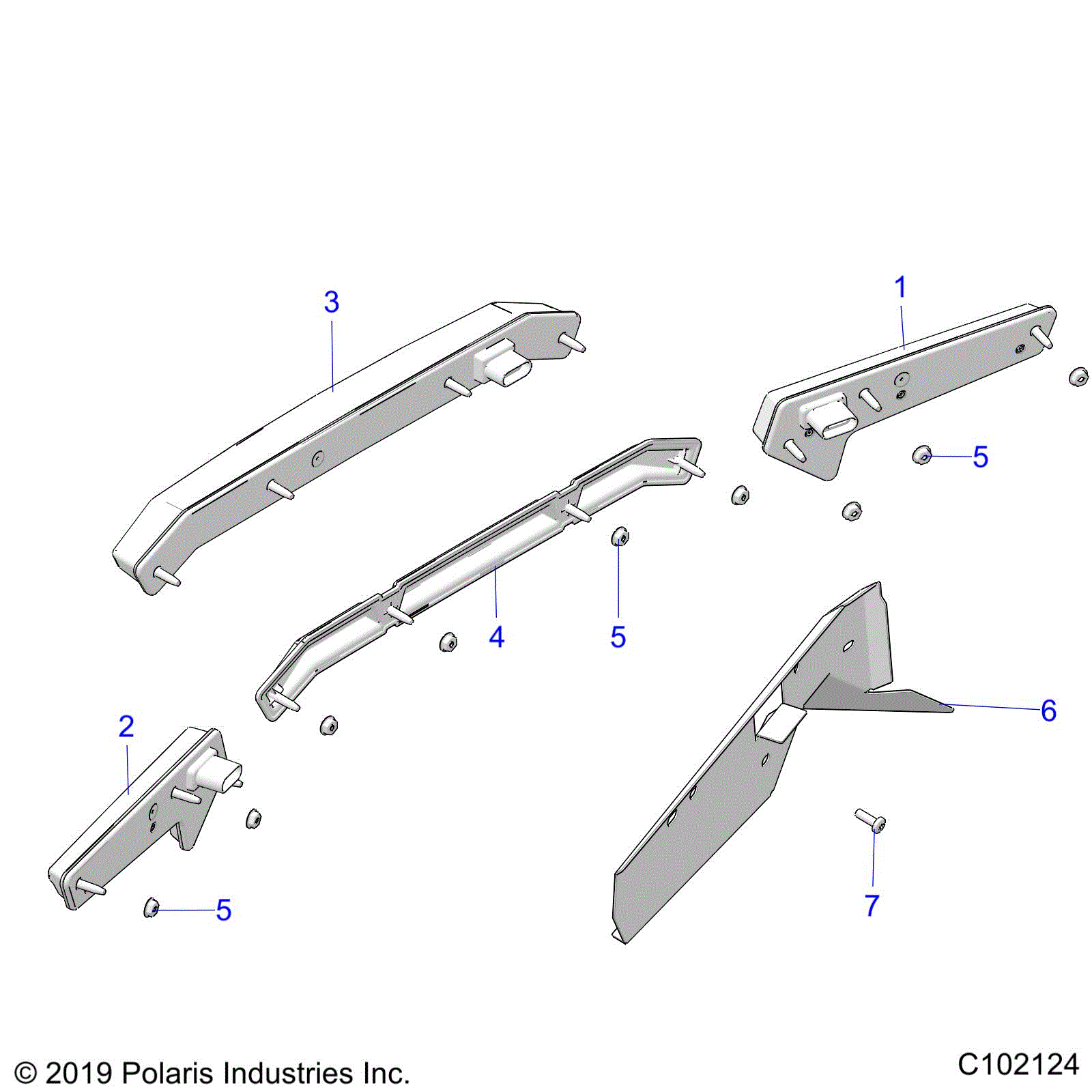 An Image of a Genuine Polaris Parts Schematic Diagram showing the schematic - ELECTRICAL: TAILLIGHTS - 2020 POLARIS SPORTSMAN XP 1000 / XP 1000 HUNTER EDITION 48"