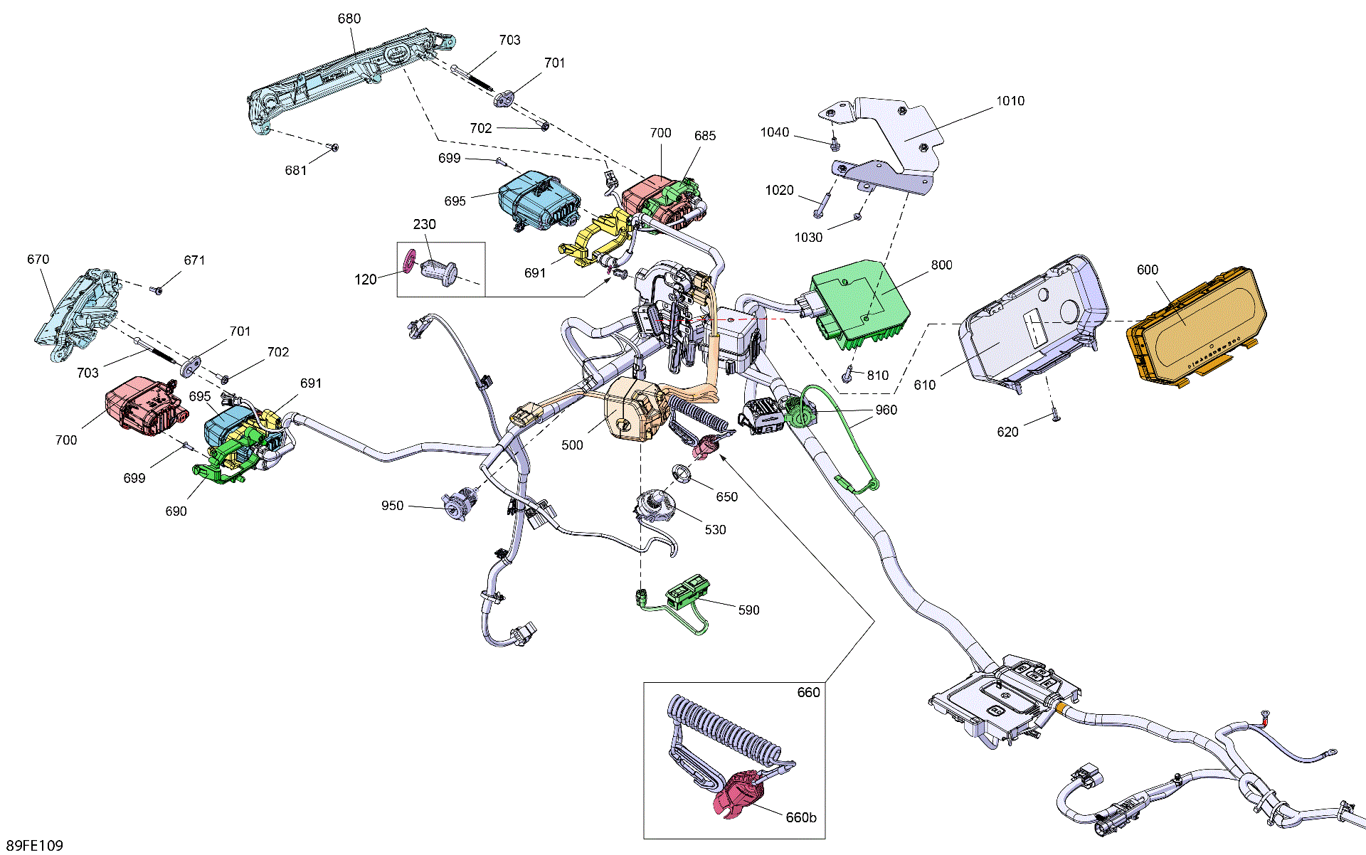 An Image of a Genuine Can-Am Parts Schematic Diagram showing the schematic - ELECTRIC - FRONT SECTION
