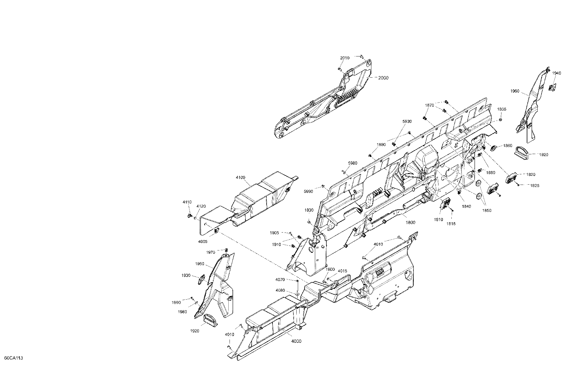 An Image of a Genuine Can-Am Parts Schematic Diagram showing the schematic - CAB INTERIOR - BACK WALL