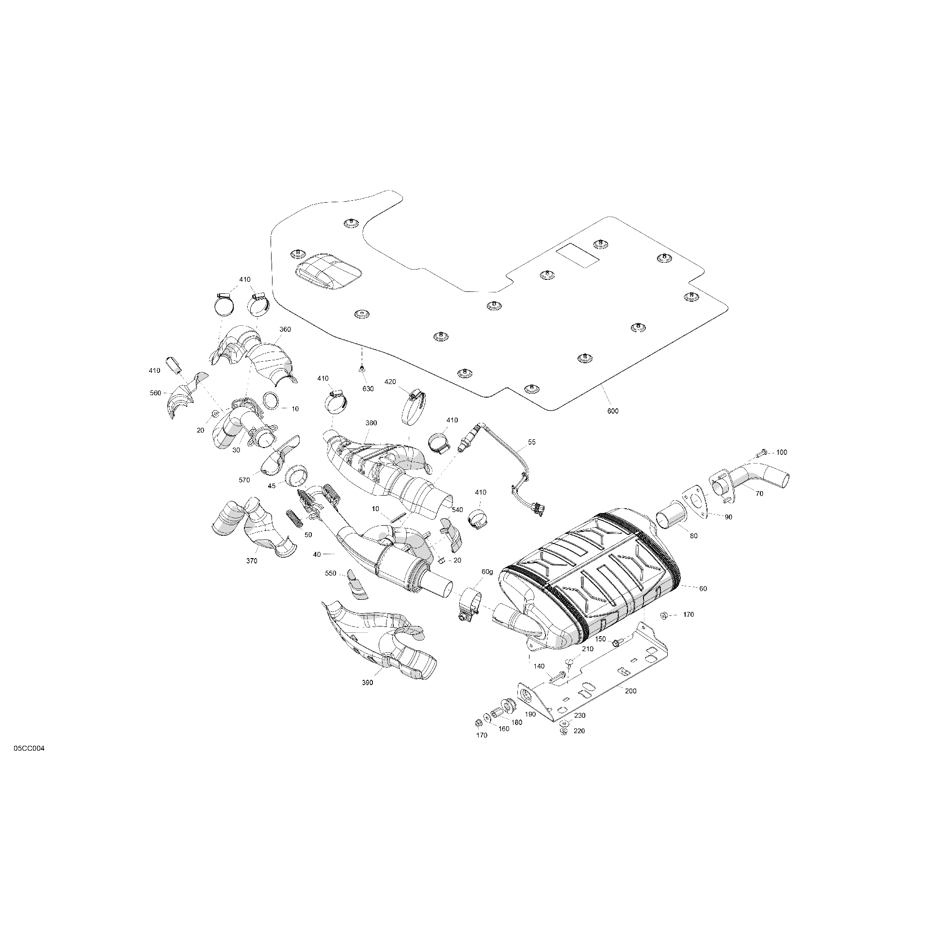 An Image of a Genuine Can-Am Parts Schematic Diagram showing the schematic - ENGINE - EXHAUST