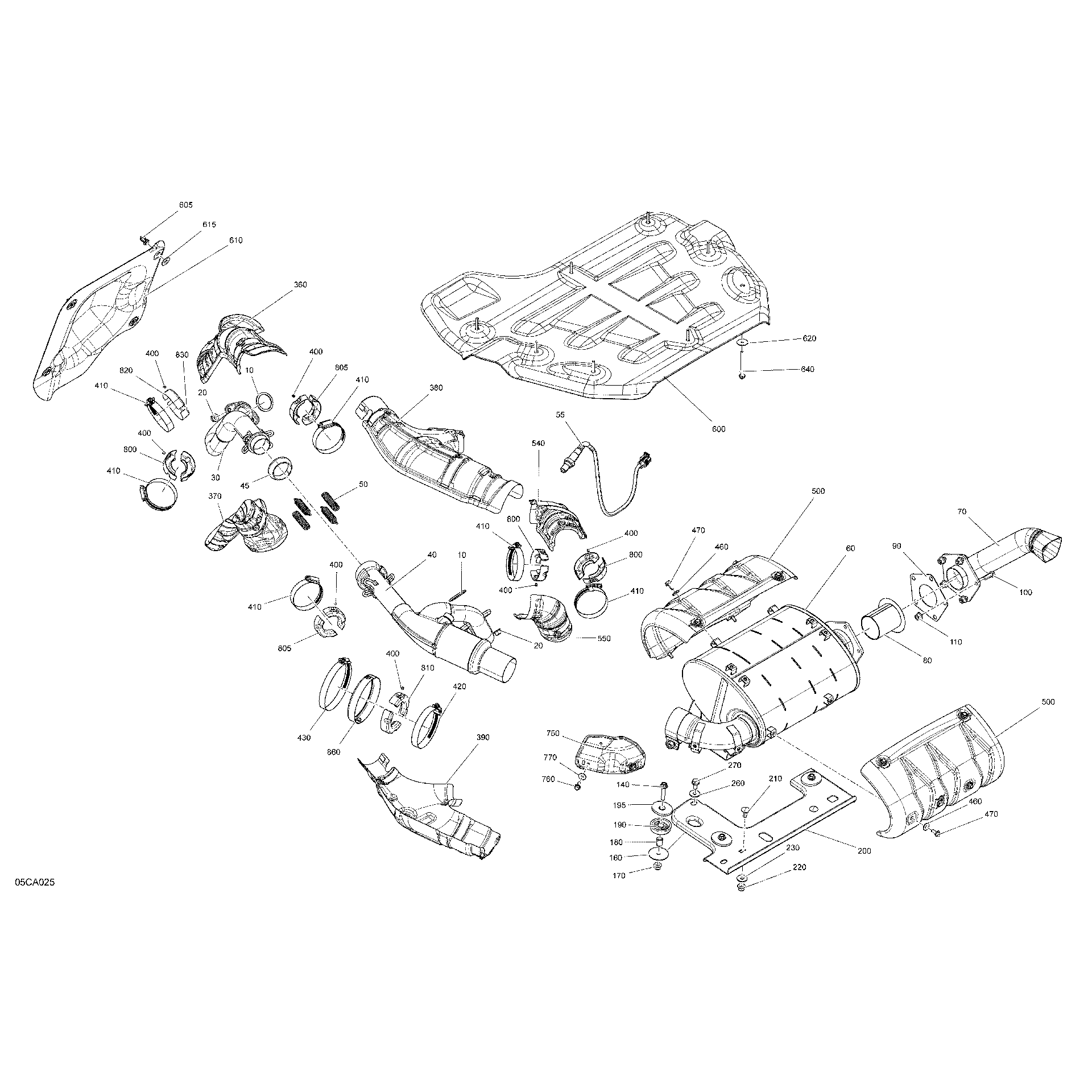An Image of a Genuine Can-Am Parts Schematic Diagram showing the schematic - ENGINE - EXHAUST