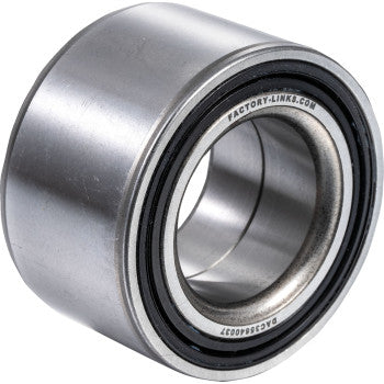 A close-up of the Honda TRX Axle Hub Bearing Kit Rear by Factory Links reveals its cylindrical design, visible inner and outer rings, and a protective black seal—perfect for use with waterproof premium marine grease.