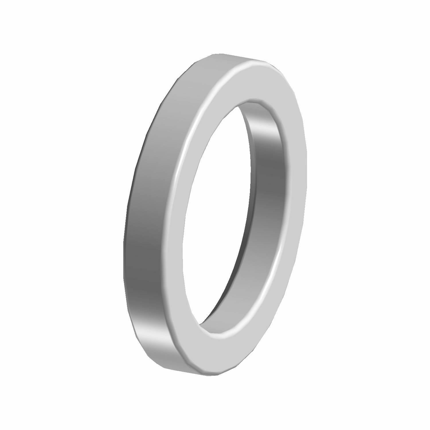 Silver metallic clutch spacer ring with smooth surface and uniform thickness.