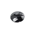 Glossy black round motorcycle fairing collar with raised Indian script logo embossed.