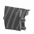 Black durable plastic front scraper for Polaris RZR with ribbed reinforcement and mounting points on left side.