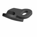 Black plastic front striker mount mat with rounded shape and central circular hole.