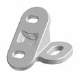 Silver metal front striker mount with two elongated holes and angled bracket design.