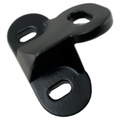 Matte black metal front striker mount with three elongated mounting holes.