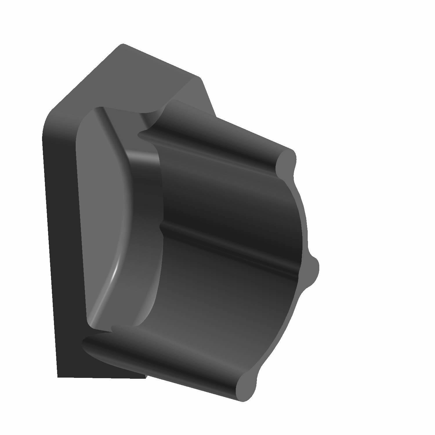 Black rubber engine mount with a rectangular base and contoured cylindrical body.