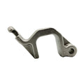 Silver cast metal sway bar bracket with a curved, angular design and mounting hole.