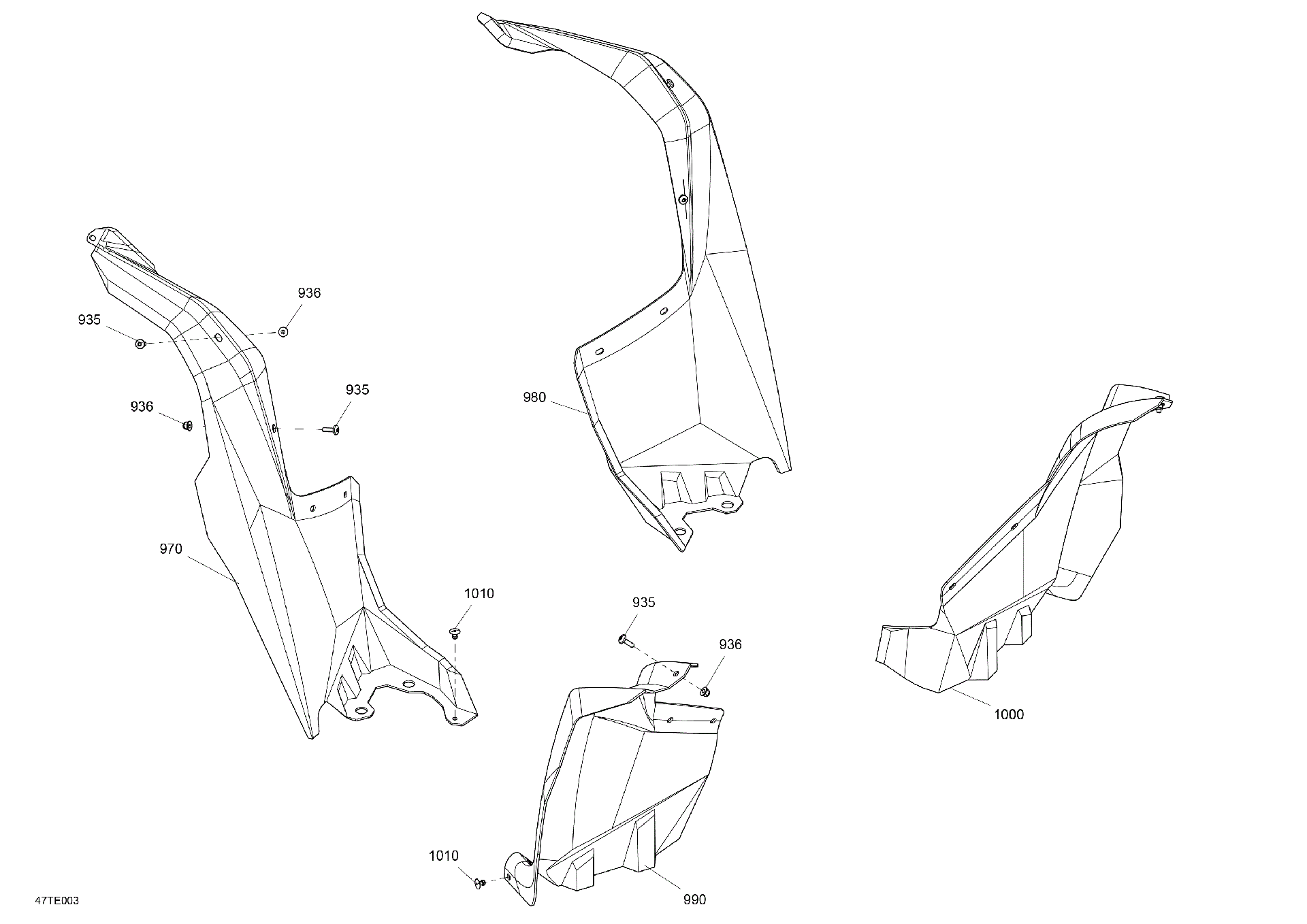 An Image of a Genuine Can-Am Parts Schematic Diagram showing the schematic - BODY - MUDGUARD