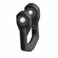 Black heavy-duty metal shackle with reinforced eyelets and a robust, angled body design.