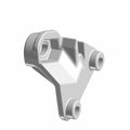 Black metal Mount Striker Midgate Left with three mounting holes and angular design.