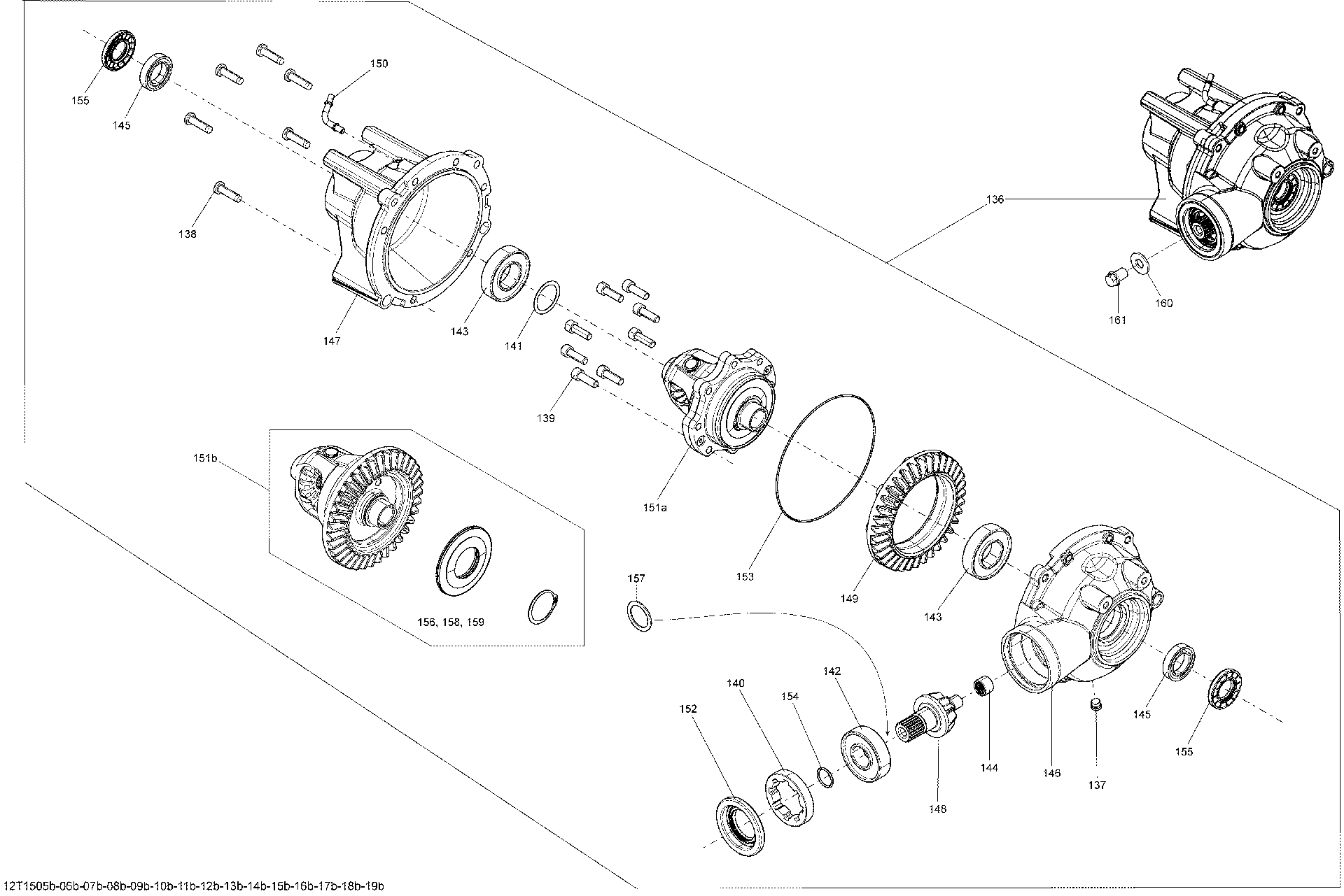 An Image of a Genuine Can-Am Parts Schematic Diagram showing the schematic - DRIVE SYSTEM FRONT _DIFFERENTIAL_12T1516B