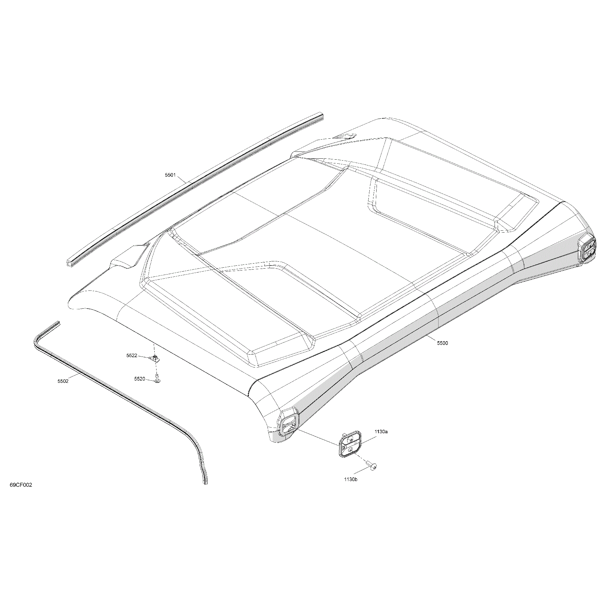 An Image of a Genuine Can-Am Parts Schematic Diagram showing the schematic - BODY - ROOF