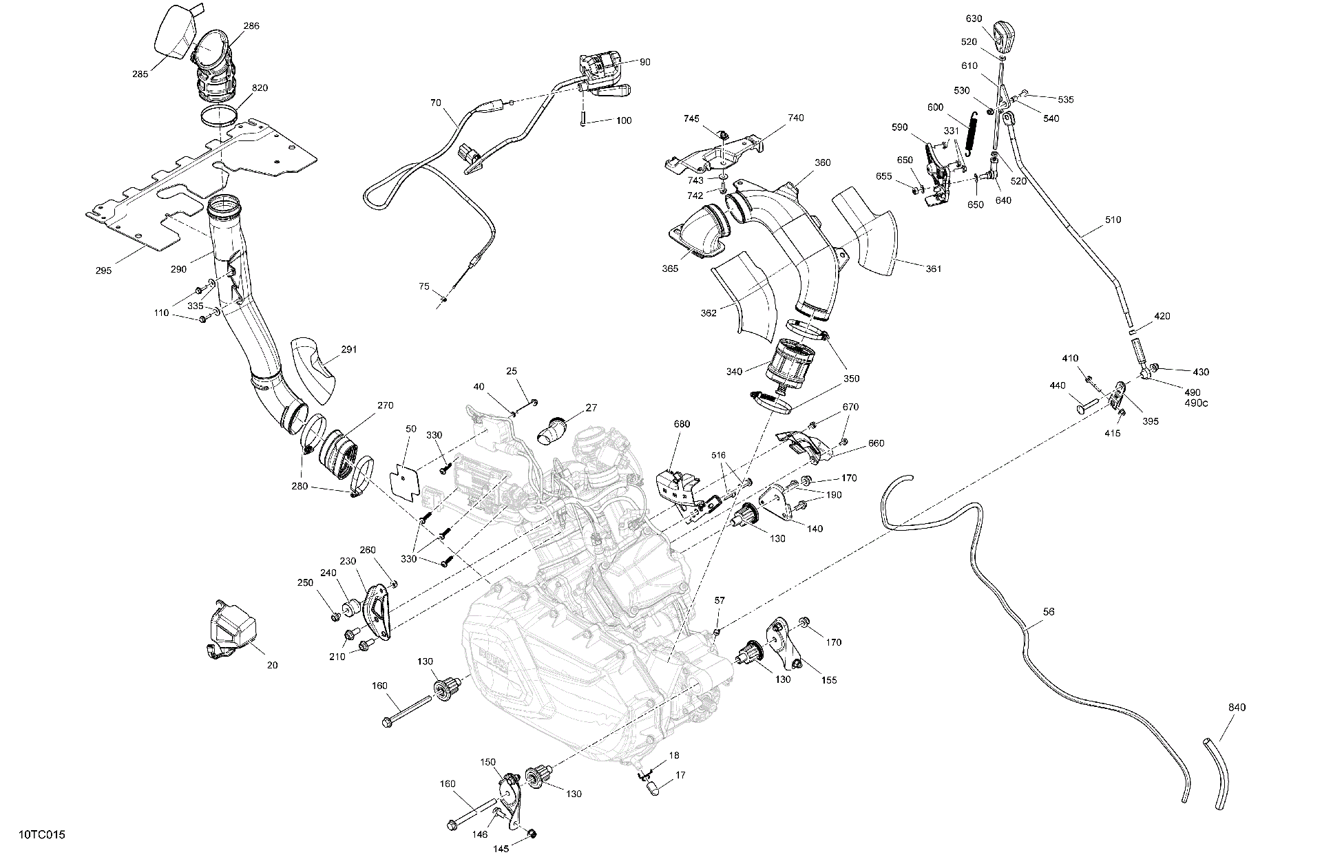 An Image of a Genuine Can-Am Parts Schematic Diagram showing the schematic - ENGINE - SYSTEM