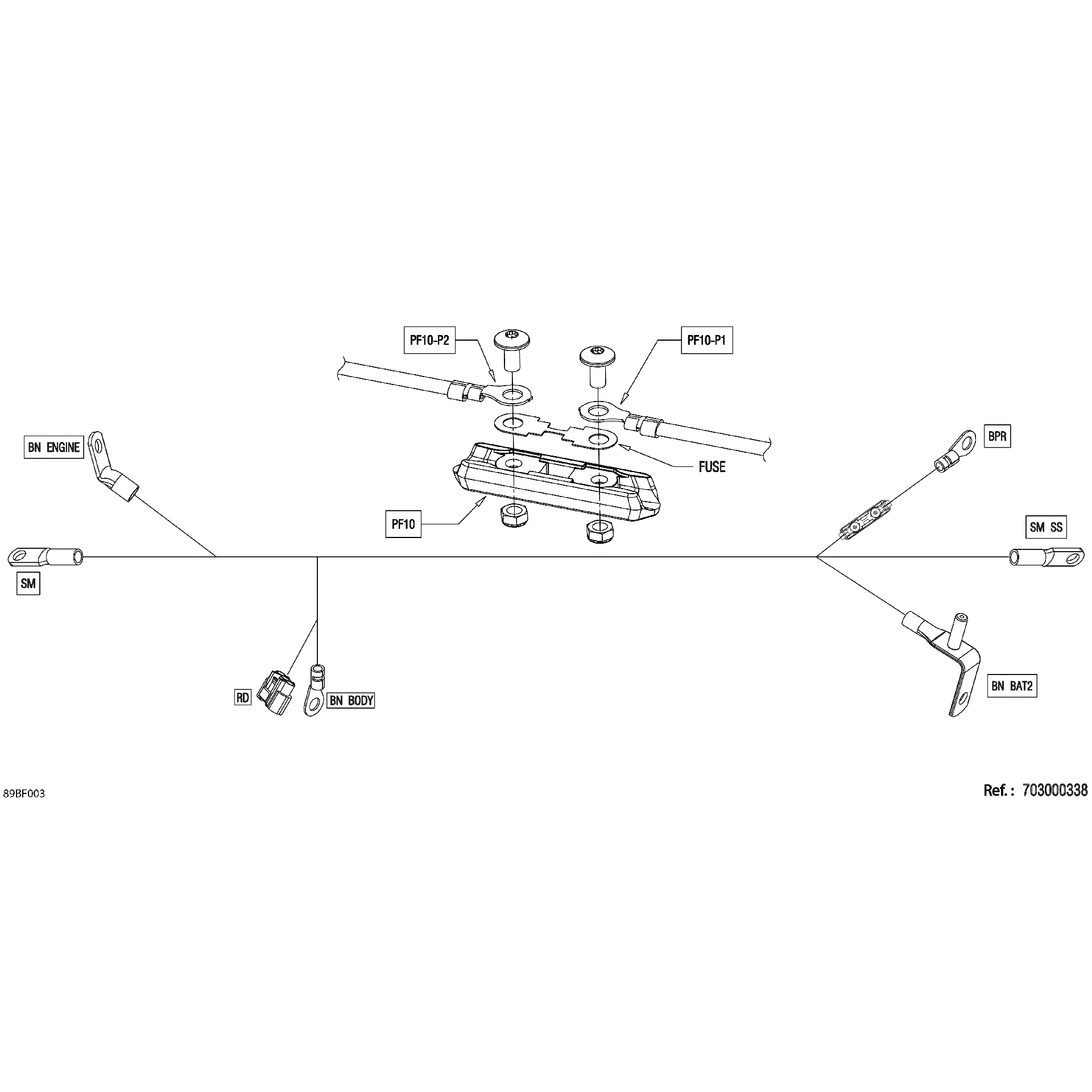An Image of a Genuine Can-Am Parts Schematic Diagram showing the schematic - ELECTRIC - VOLTAGE REGULATOR WIRING HARNESS - 710007632
