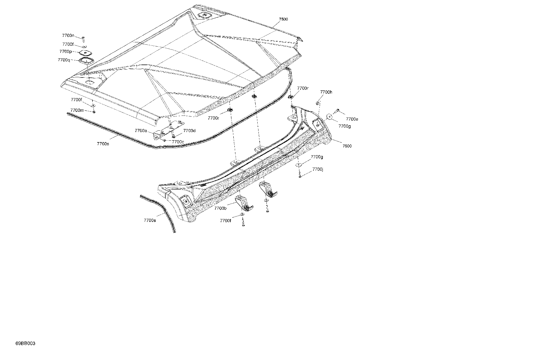 An Image of a Genuine Can-Am Parts Schematic Diagram showing the schematic - BODY - ROOF